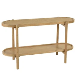 Console en mindi avec tablette supérieure en rotin naturel TIVARO