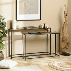 Console en métal aluminium doré et noir (lot de 2) ZALA