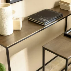 Console en métal aluminium doré et noir (lot de 2) ZALA