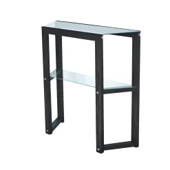 Console en verre et bois anthracite - 2 plateaux LHASA