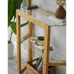 Console en verre et bois clair - 2 plateaux LHASA
