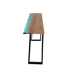 Console epoxy lagon et bois d'acacia BORA