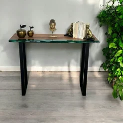 Console epoxy lagon et bois d'acacia BORA