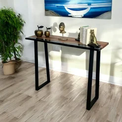 Console epoxy noir et bois d'acacia BORA