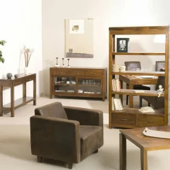 Console exotique bois acajou avec tiroirs 120cm LOLA
