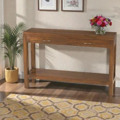 Console exotique bois acajou avec tiroirs 120cm LOLA
