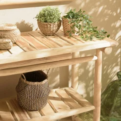 Console exotique teck naturel double plateau MANAK