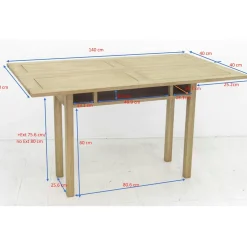 Console extensible en table repas hévéa 140cm HELENA