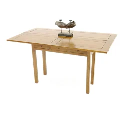 Console extensible en table à tiroirs hévéa 140cm HELENA