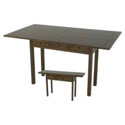 Console extensible en table à tiroirs hévéa 140cm HELENA