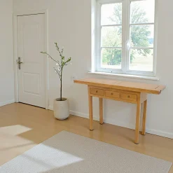 Console extensible en table à tiroirs hévéa 140cm HELENA