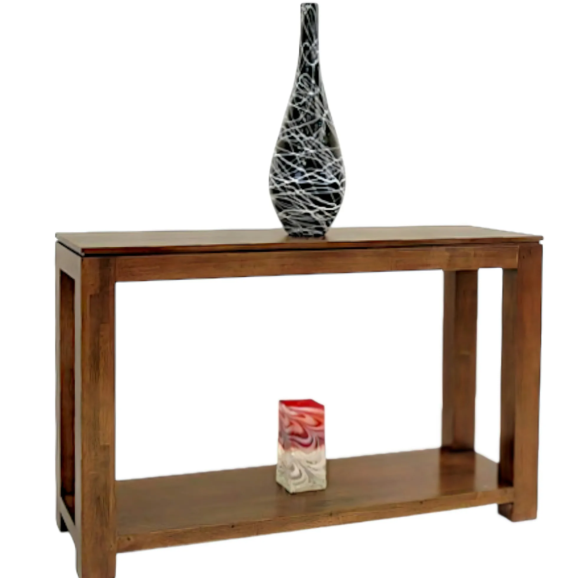 Console hévéa double plateaux 120cm HELENA