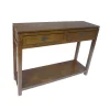 Console Hévéa double plateaux, 2 tiroirs, 100x30x75cm HELENA