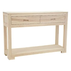 Console Hévéa 2 tiroirs, double plateaux 110x34x76cm NIAGARA