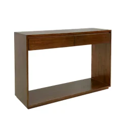 Console Hévéa 2 tiroirs, double plateaux 120x40x85cm BALTIC