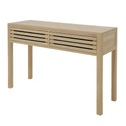 Console Hévéa 2 tiroirs façade Persienne 120x40x80cm NEW ORLEANS