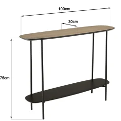 Console moderne 2 plateaux bords arrondis LANDAISE