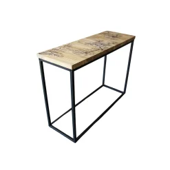Console rectangulaire teck et pieds métal
