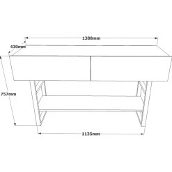 Console rustique chic décor bois clair 2 tiroirs JENA