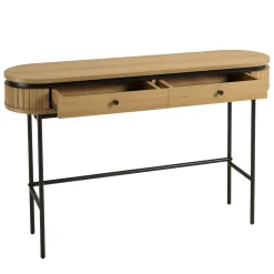Console 2 tiroirs bords arrondis décor strié JINAN