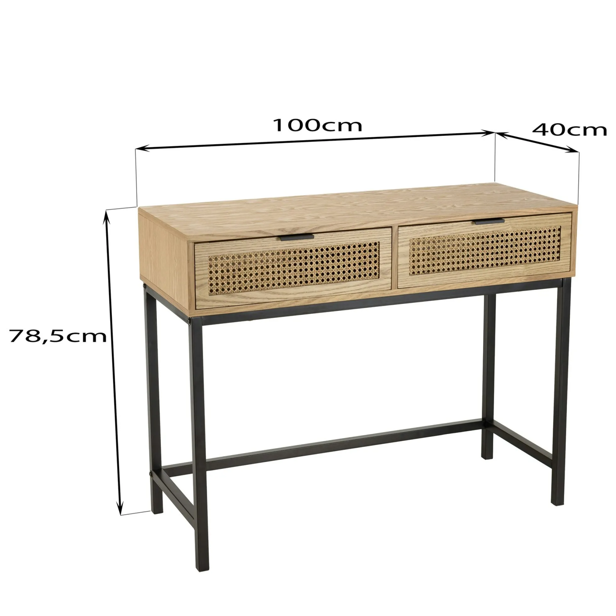 Console 2 tiroirs en cannage rotin naturel PALMA