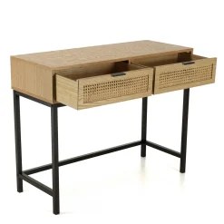 Console 2 tiroirs en cannage rotin naturel PALMA