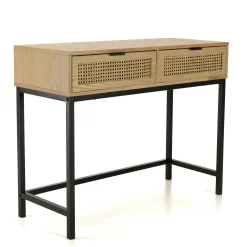 Console 2 tiroirs en cannage rotin naturel PALMA