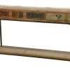 Console 3 tiroirs, 1 plateau bas en Hévéa recyclé coloré et métal 120x30x75 LOFT COLORS