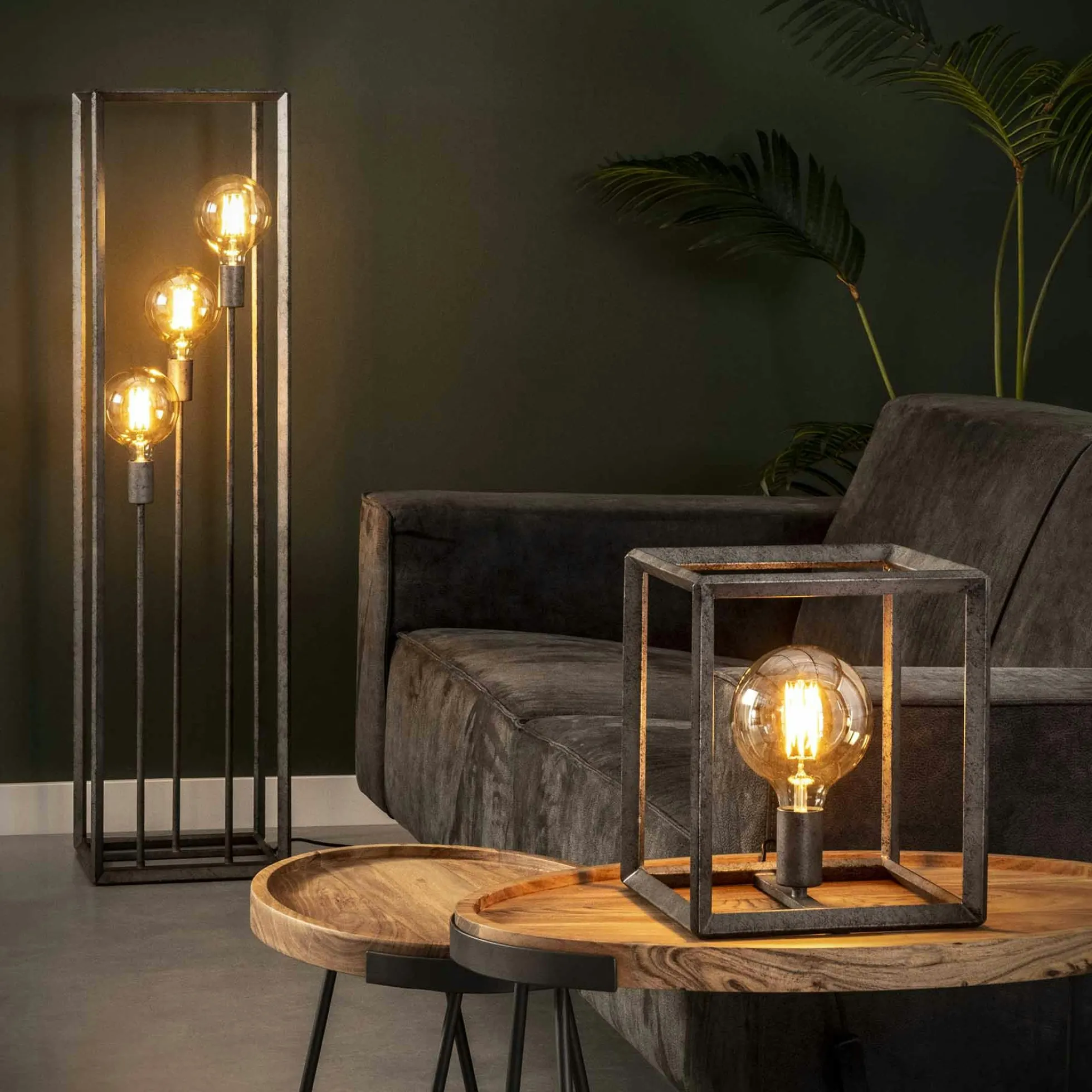 Cube lumineux industriel finition argent vieilli RALF