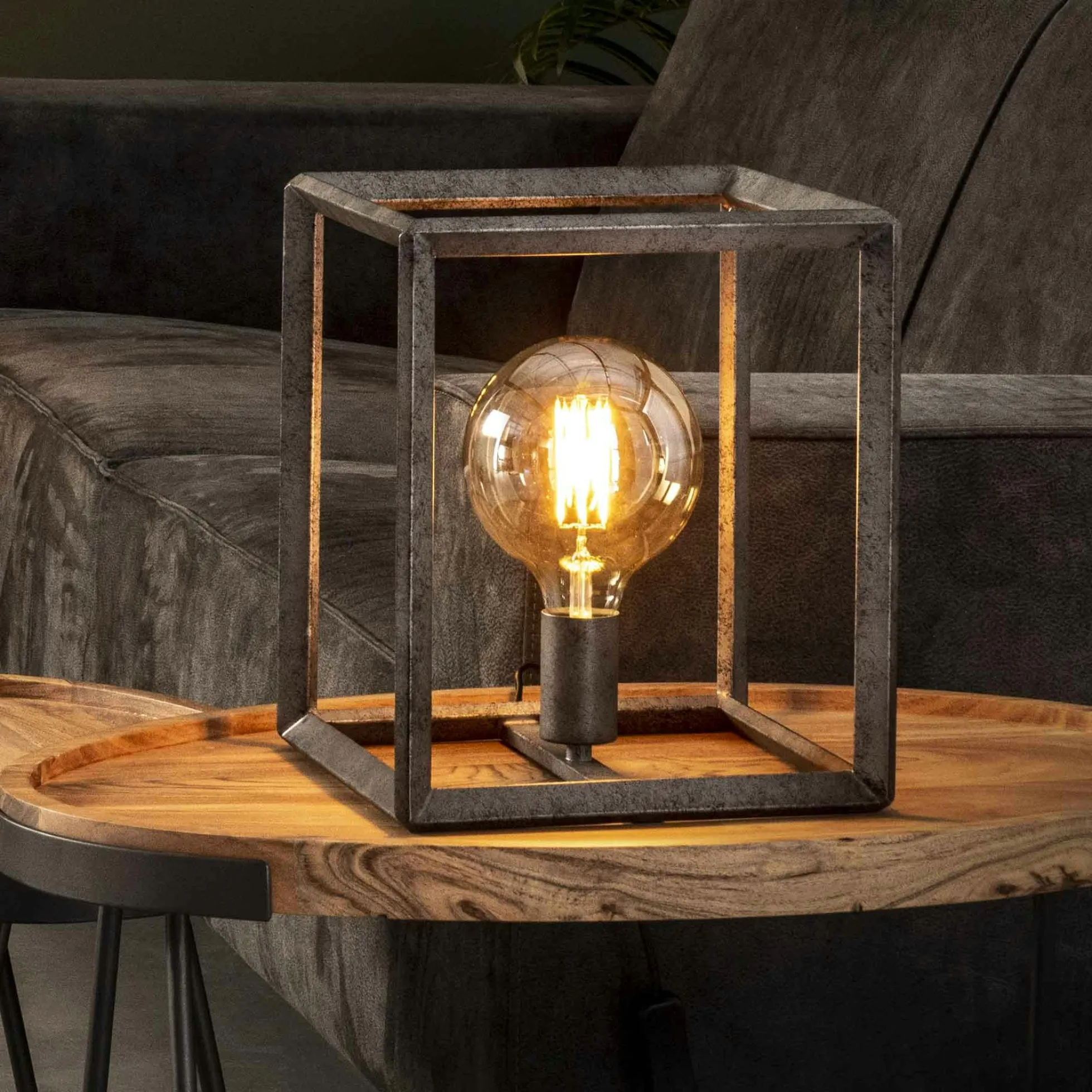Cube lumineux industriel finition argent vieilli RALF