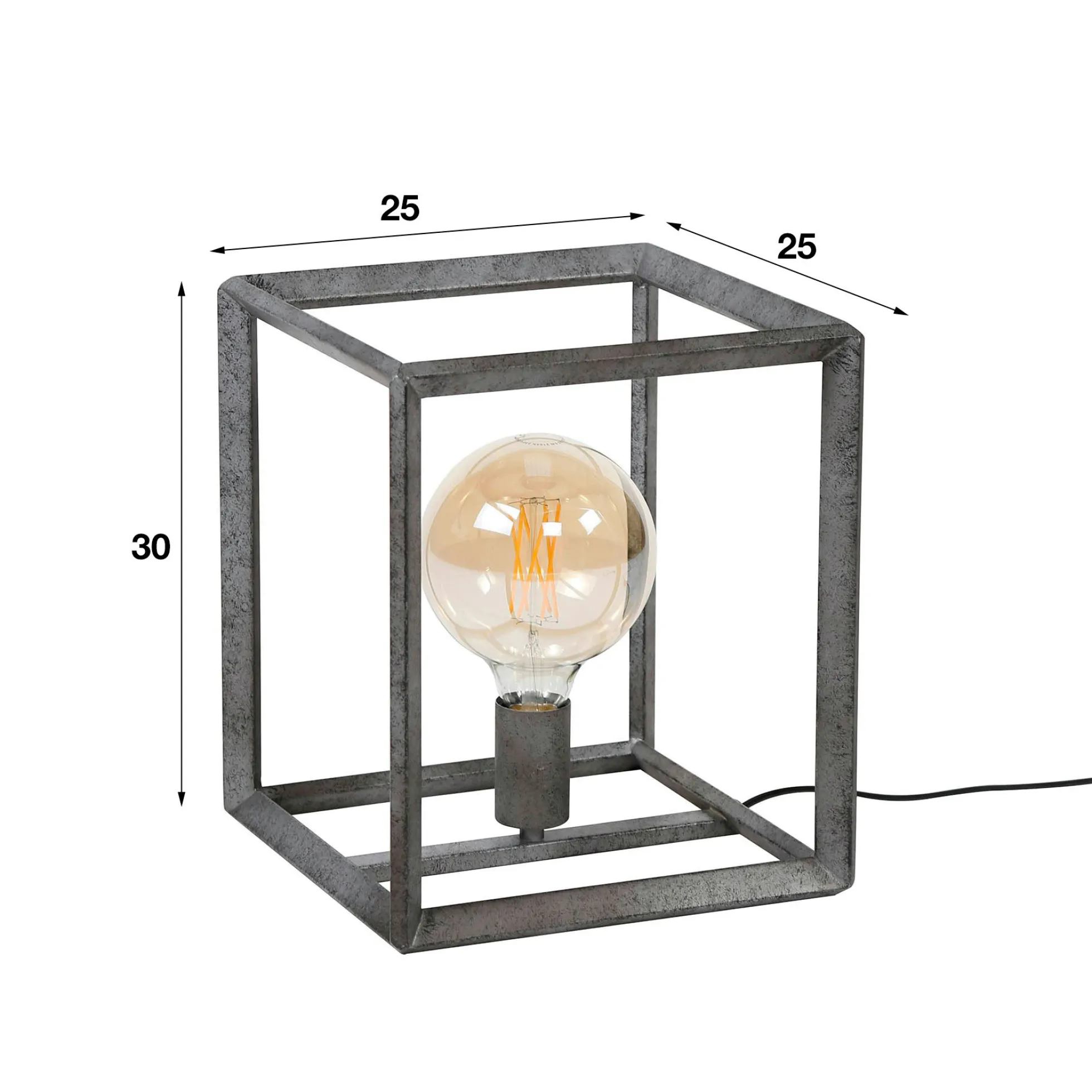 Cube lumineux industriel finition argent vieilli RALF