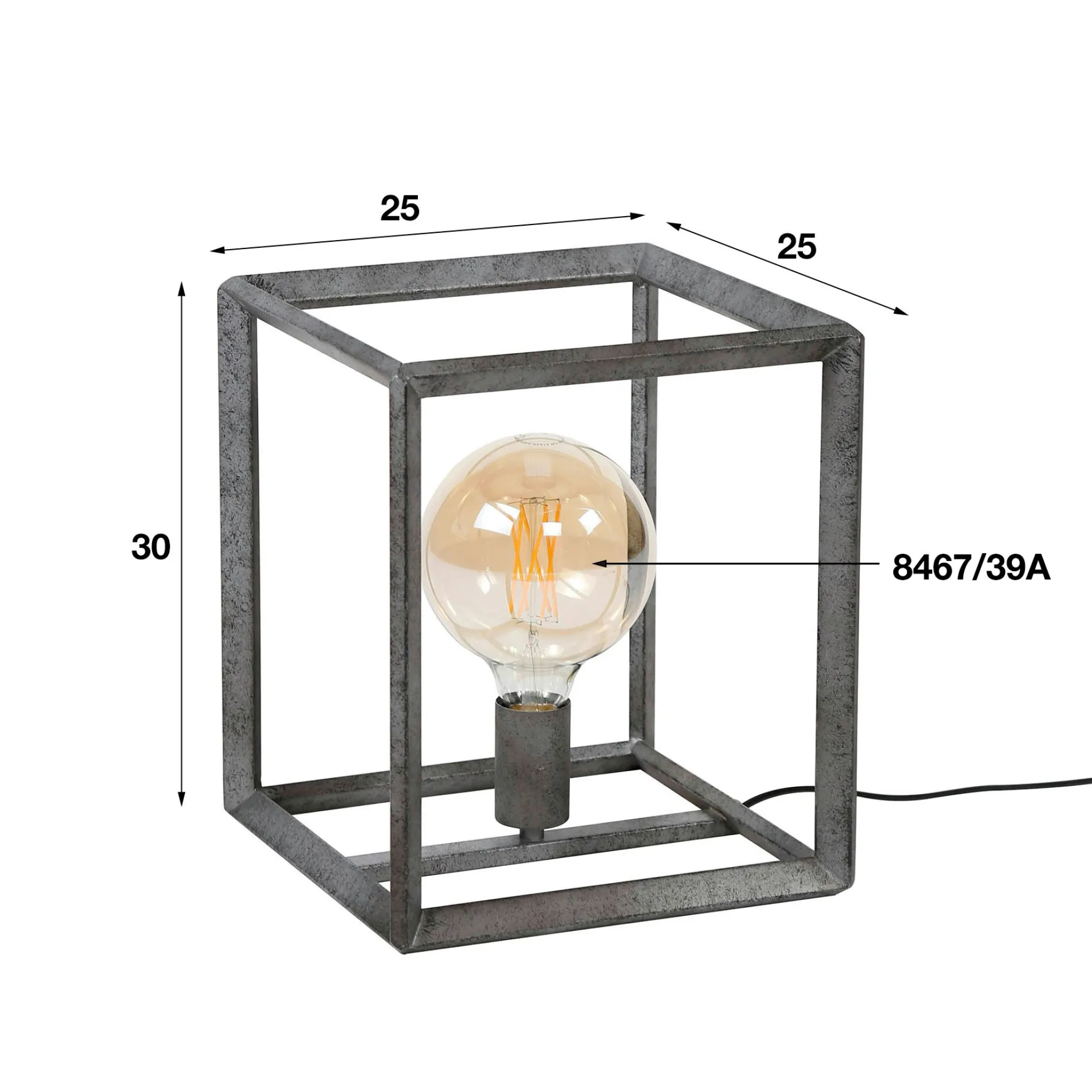 Cube lumineux industriel finition argent vieilli RALF