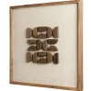 Décoration murale carrée motifs bois sur fond blanc DENVER