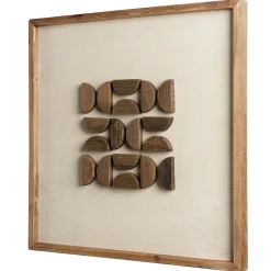 Décoration murale carrée motifs bois sur fond blanc DENVER