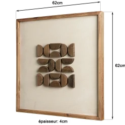 Décoration murale carrée motifs bois sur fond blanc DENVER