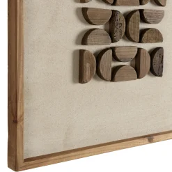Décoration murale carrée motifs bois sur fond blanc DENVER