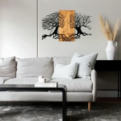 Décoration murale chambre – visages stylisés métal et bois