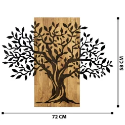 Décoration murale en métal et bois – arbre de vie