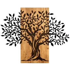 Décoration murale en métal et bois – arbre de vie