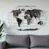 Décoration murale Mappemonde en métal gris et noir 120x75cm