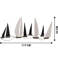 Décoration murale marine en métal – bateaux noirs et blancs