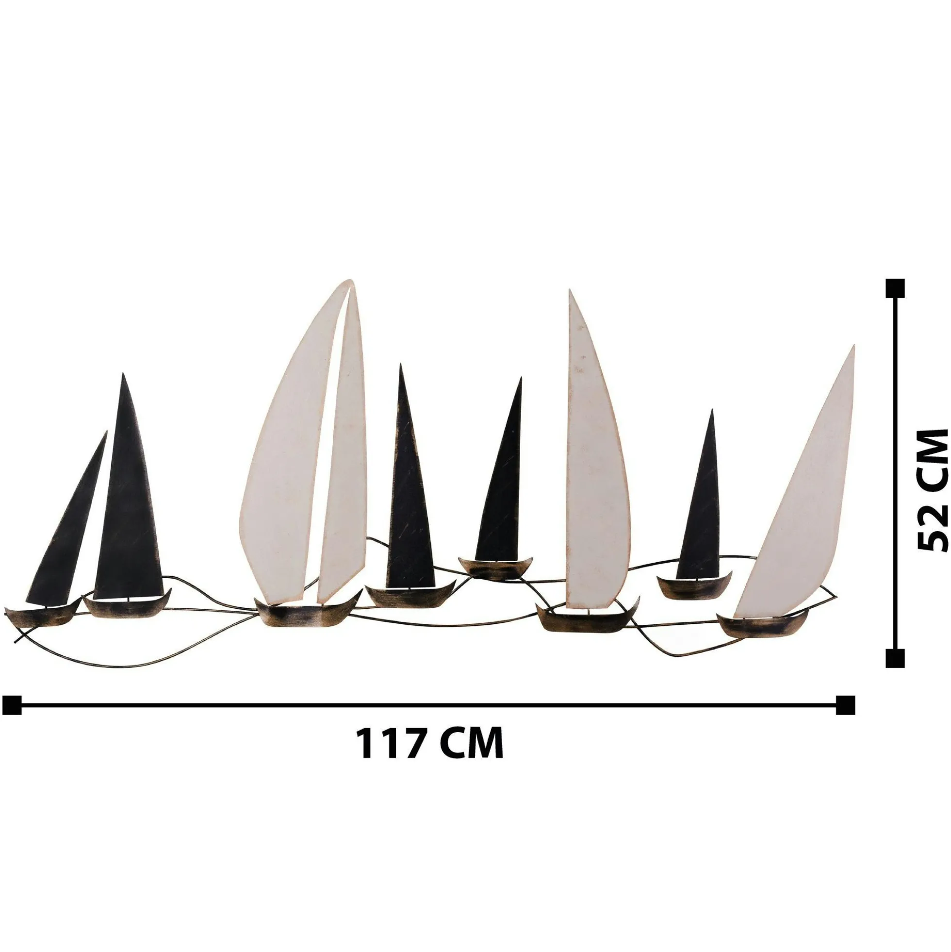 Décoration murale marine en métal – bateaux noirs et blancs
