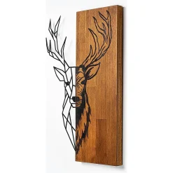 Décoration murale métal et bois – cerf