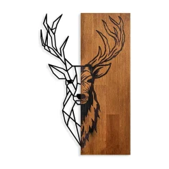 Décoration murale métal et bois – cerf