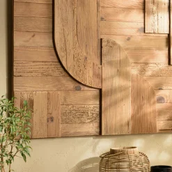 Décoration murale pin recyclé 6 éléments géométriques DENVER