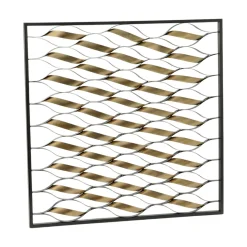 Décoration murale Spirales dorées dans cadre noir métal 90x90cm