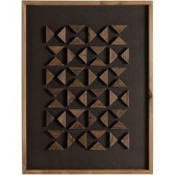 Décoration murale triangles bois sur fond noir DENVER