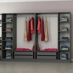 Dressing design 3 penderies, verre & cadre anthracite BYRON