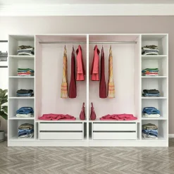 Dressing design 6 portes en verre noir & cadre blanc BYRON