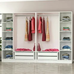 Dressing design 6 portes en verre noir & cadre blanc BYRON